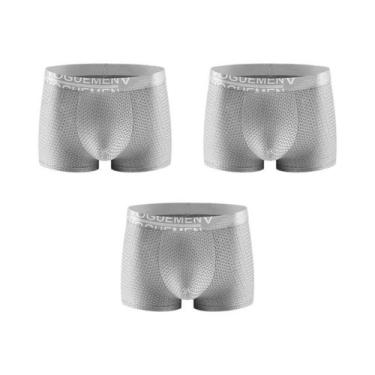 Imagem de Cuecas Boxer Masculinas De Seda Gelada Tamanho Grande, Conjunto De 3 P