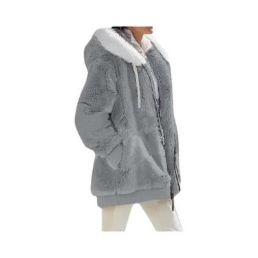 Imagem de Jaqueta Feminina De Inverno Com Capuz E Zíper Em Cashmere E Fleece, Ca