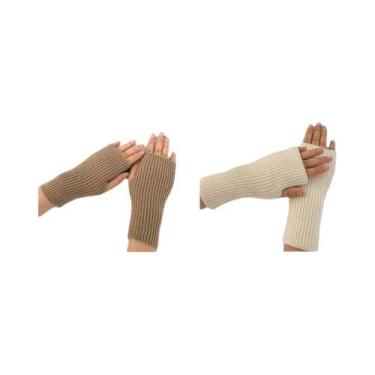 Imagem de Luvas De Lã Macias E Quentes Para O Inverno Femininas, Sem Dedos - NON