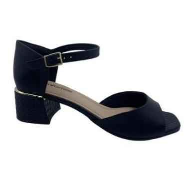 Imagem de Sandália Casual Comfortflex Salto Bloco Baixo Preta 2554405 - Preto 40-Feminino
