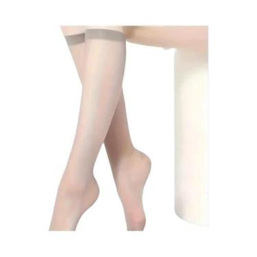 Imagem de Meias Femininas Semitransparentes Até O Joelho Em Preto, Cinza E Café,