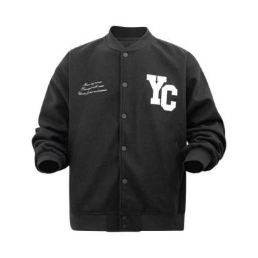 Imagem de Jaqueta Bomber Masculina Vintage De material sintético Estilo Letterma