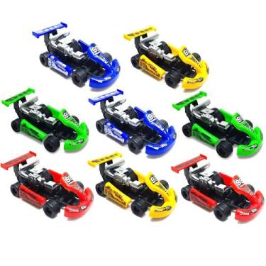 Imagem de Coleção 8 Carrinhos de Corrida Kart Fricção para Aniversário Temática 