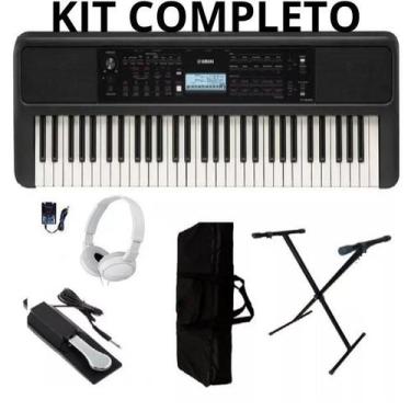 Imagem de Kit Completo Teclado Musical Arranjador Yamaha Psr E383