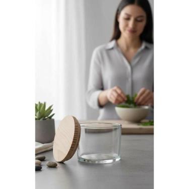 Imagem de Kit 24 Potes Vidro 150ml c/ Tampa Madeira: Conserva e Decora - Congrat