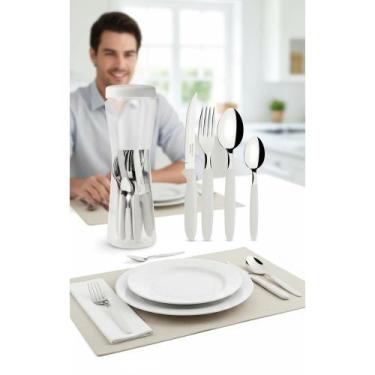 Imagem de Faqueiro Inox 24pçs Sirva 6 Pessoas Cor Azul Vibrante - Congratulation