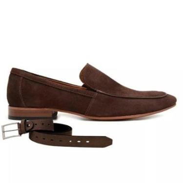 Imagem de Sapato Social Cafe Em Couro Camurca + Couro 45885-Masculino