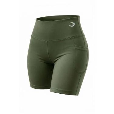 Imagem de Shorts c/ Bolsos Fitness Yoga Corrida Academia Verde Militar-Feminino