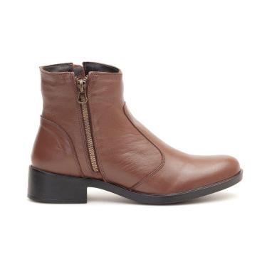 Imagem de Bota Leruchel Cano Baixo Em Couro Chocolate-Feminino
