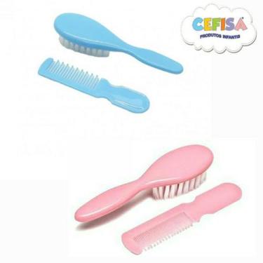 Imagem de Kit Escova e Pente de Cabelo para Bebê Cerdas Macias - Cefisa, Azul