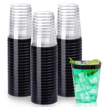 Imagem de Copos de plástico DaYammi 10 oz Black Rim, pacote com 100 unidades par