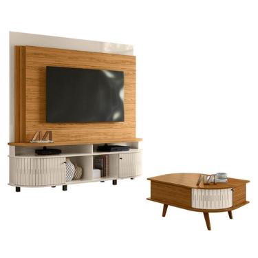 Imagem de Estante Home Theater Daytona com Mesa de Centro Indianápolis Naturale Off White – Madetec