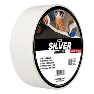 Imagem de Fita Adesiva Multiuso Silver Tape 50 Mm X 50 Metros - Branca - Congrat