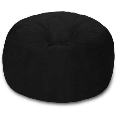 Imagem de Puff Redondo Suede Preto 80x20cm Com Enchimento Qualidade Premium - Be