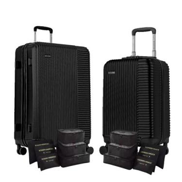 Imagem de Kit de Viagem Mala Bordo 10kg e Mala Super Grande 23kg em ABS, Cadeado