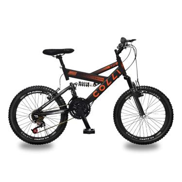 Imagem de Bicicleta Aro 20 Colli Gps V-Brake Suspensão Full Preto Fosco/Laranja Neon 15