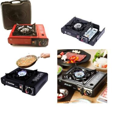 Imagem de Fogão Portátil Automático a Gás Butano Yeet Fogareiro Camping Titanium Happy House Mesa Esmaltada Acendimento Automático