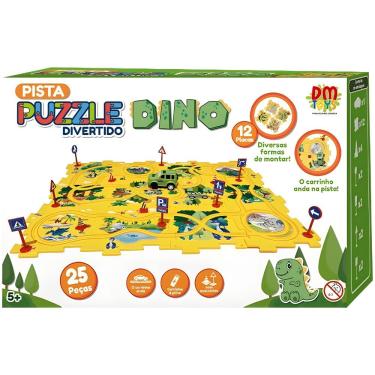 Imagem de Pista Estilo Quebra-cabeça Dinossauro Pista Puzzle Dino Divertido 25 Peças com Carrinho...