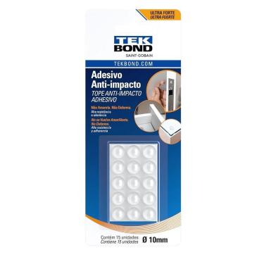 Imagem de Adesivo anti-impacto Tekbond 23501001000 para Portas, Gavetas, Tampas e Móveis com 15 un 10MM Transparente