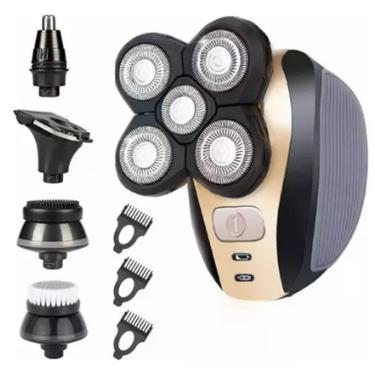 Imagem de Aparador Multifuncional 5 em 1 com Escova Facial Lâmina Aço Inoxidável Bateria Recarregável USB 110V