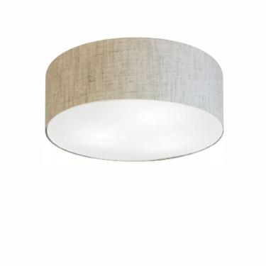 Imagem de Plafon de Teto Md-3046 Cilíndrico de Sobrepor com Cúpula em Tecido rústico-bege Vivare Brasil Iluminação