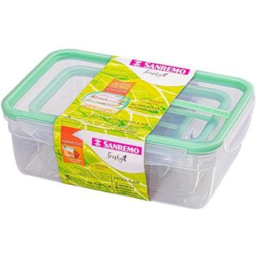 Imagem de Conjunto de Potes com Trava Retangular com 3 Unidades - Sanremo, 330ml