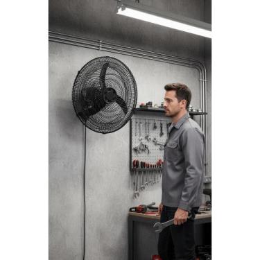 Imagem de Ventilador Parede 50cm 130W 3 Pás Preto Potente Ar Fresco - Congratula