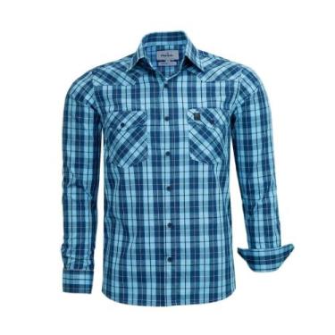Imagem de Camisa Social Amil Masculina Xadrez Manga Longa Comfort Com Bolso 1885