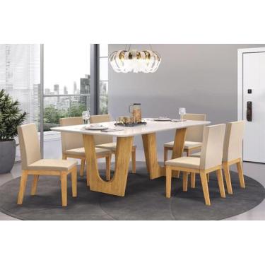 Imagem de Mesa nala - tampo chanf. curvo mad/vd 1700x900x30 cedro/off white - dj
