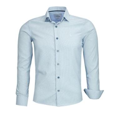 Imagem de Camisa Social Amil Masculina Detalhada Slim Manga longa Sem Bolso Pass