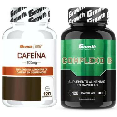 Imagem de Cafeina Pura 200mg 120 Caps + Complexo B 120 Caps Growth