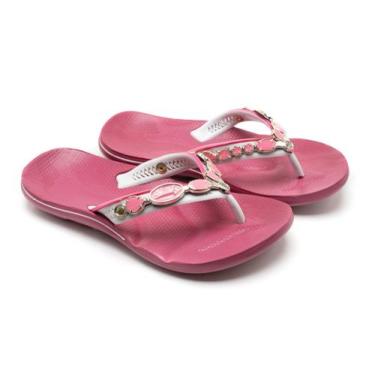 Imagem de Chinelo Feminino Com Resina Colorida Alcalay Anatômico Macio, Rosa, Re