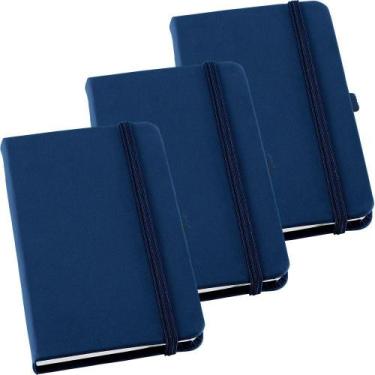 Imagem de Kit 3x Caderneta de Anotações 14x21cm 80 Fls Sem Pauta Azul - TopGet