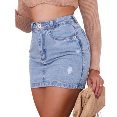 Imagem de Saia Jeans cintura alta lavagem clara - Ninas Boutique, 36