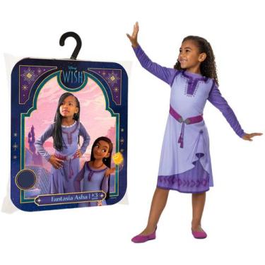 Imagem de Fantasia Princesa Asha Vestido Infantil Wish Disney P M G, G, Roxo