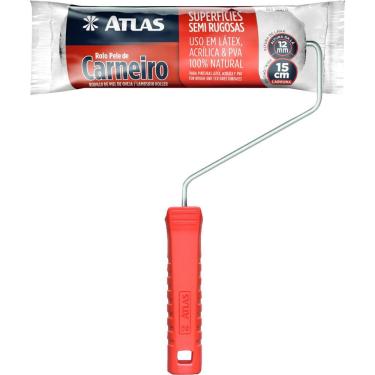 Imagem de Rolo de Lã de Carneiro para Pintura 15cm 306-15 com Cabo Ergonômico e Suporte Metálico...
