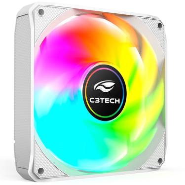Imagem de Cooler Fan RGB para Gabinete F9-L180WHM 120mm 1200 RPM 9 Lâminas Molex 4 Pinos Silencioso Branco C3tech
