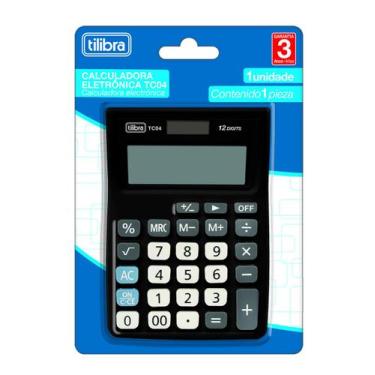 Imagem de Calculadora Tilibra TC04 Grande Preta Plástica 12 Dígitos de Bolso Ref