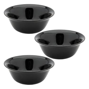 Imagem de Kit 3 Bowls Mini Tigela 12cm para Sobremesa em Vidro Opalino Preto em 