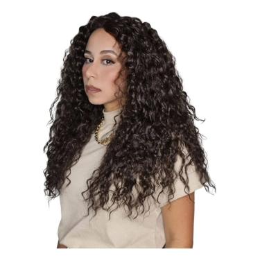 Imagem de Peruca Wig Cacheada Castanho Claro 60 Cm