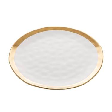 Imagem de WOLFF - Prato Raso de Porcelana Dubai Branco e Dourado 25cm x 2cm