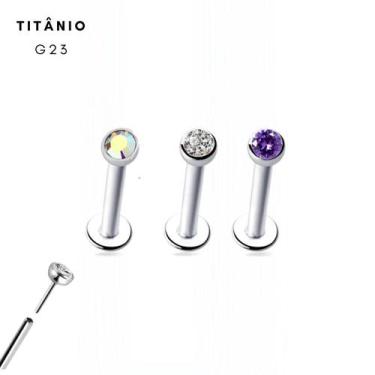 Imagem de Piercing Australiano Sem Rosca Fino Ponto de Luz Titânio G23 Ouro PVD 