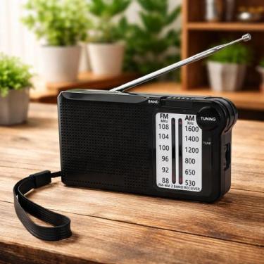 Imagem de Mini Rádio Portátil AM FM Entrada P2 Recarregável Lelong LE662, Preto