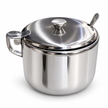Imagem de Açucareiro Top Rio Aço Inox Colher 420 ml Pote Açúcar Mesa Posta Cozin