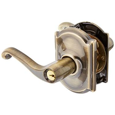 Imagem de Schlage Lock Company F51AFLA609CAM Maçaneta de porta com chave de entrada F51A à prova de pânico com roseta Camelot