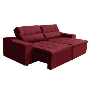 Imagem de Sofá Connect 3,30M Vermelho Com Pillow Suede Liso, Confortável, Modern