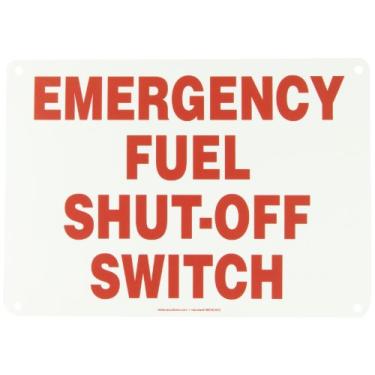 Imagem de Accuform MCHL572VP Placa de Segurança Plástica, Legend"Interruptor de Desligamento de Combustível de Emergência", 25,4 cm de comprimento x 35,5 cm de largura x 0,1 cm de espessura, vermelho sobre branco