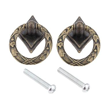 Imagem de 2sets anel botões de bronze antigo/ouro liga de zinco mini alças redondas w/parafusos 21x43mm gaveta porta armário bin vintage decor YYDFPIIA (Color : Antique Bronze)