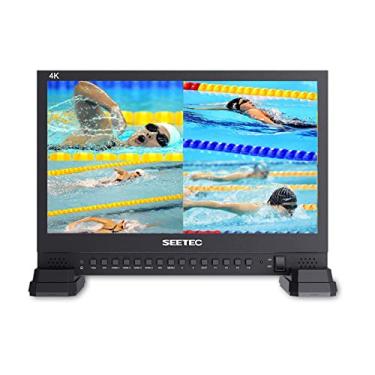 Imagem de SEETEC Monitor de transmissão 4K156-9HSD de 15,6 polegadas com IPS UHD 3840x2160 4xHDMI Quad Split Display 3G SDI VGA DVI para evento profissional ao vivo pós-produção, diretor de filme, campo de câmera