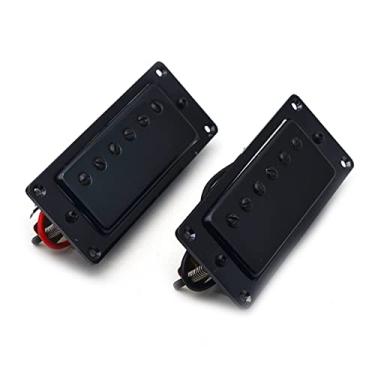 Imagem de Mini 6 Buracos Guitarra Elétrica Humbucker Pickup Neck & Bridge Pickup Para Lp Guitar Blackgold/Chrome Captador (Color : Neck and Bridge, Size : Black)